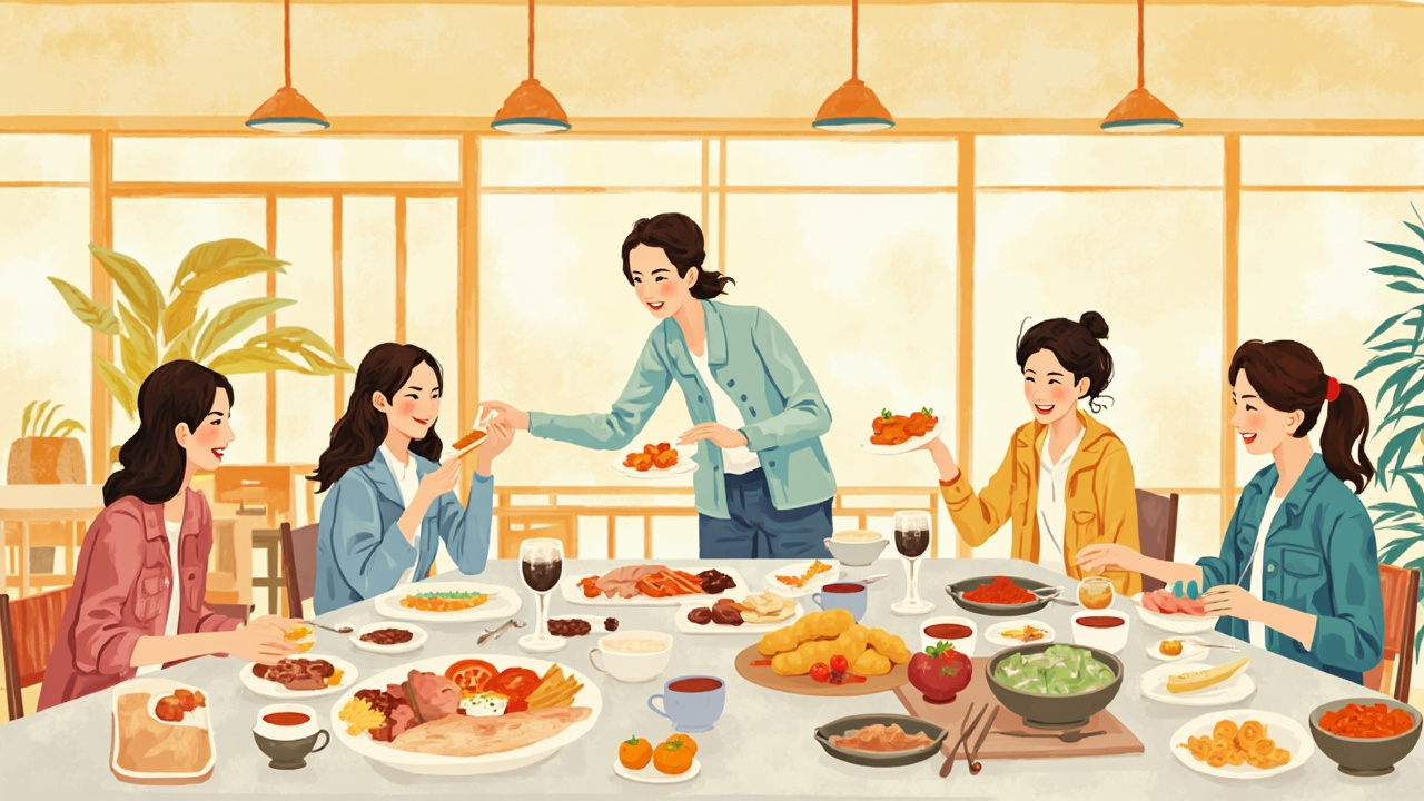 新生和家长在学校食堂用餐